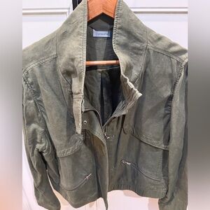 Athleta Sahara Linen zip up snap flap jacket XL